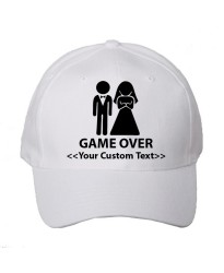 Personalised Gameover Wedding Design with Custom text printed on Baseball caps
